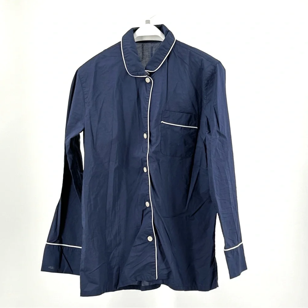 J. Crew Men’s Navy Blue  White Accent Cotton 2-Piece Pajama Set Size S